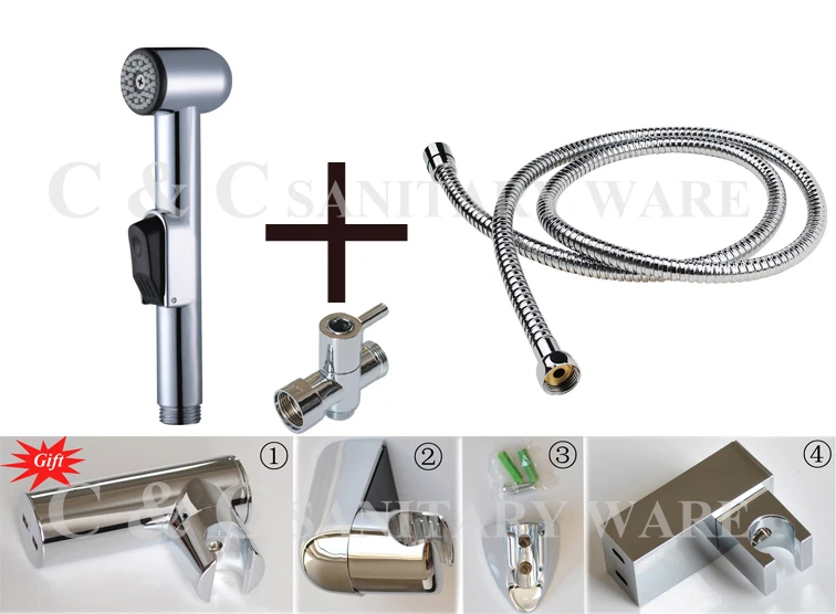 Chrome Shattaf Kit - Hand Held Bidet Sprayer + Brass T-adapter G1/2, G7/8, G3/4, M18X1.5L Optional A501ST
Chrome Shattaf Kit - Hand Held Bidet Sprayer + Brass T-adapter G1/2, G7/8, G3/4, M18X1.5L Optional A501ST