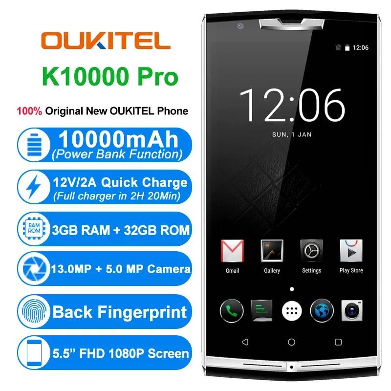 Oukitel k10000 pro 10000 мАч Батарея прочный смартфон Android 7.0 mtk6750t Octa core 3 ГБ + 32 13.0mp 5.5 дюймов