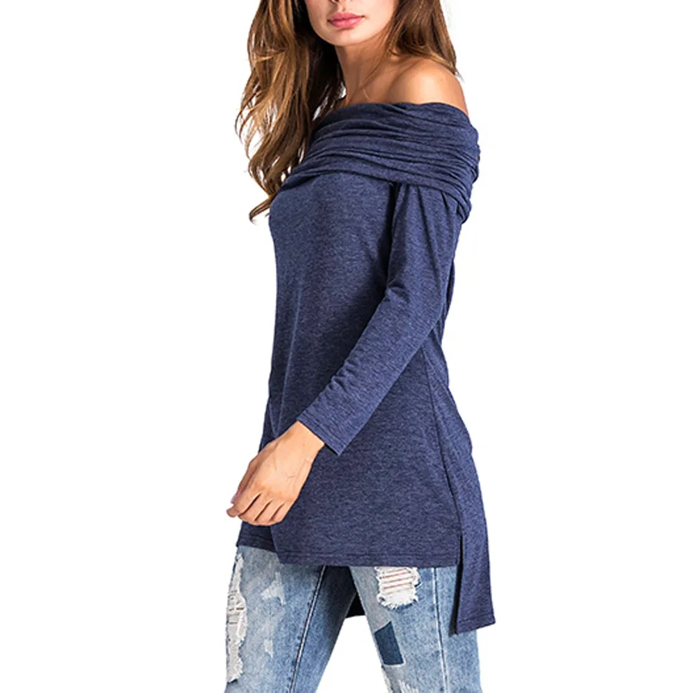 Sexy Blouse Long Loose Pure Color Slash Neck Blouse Long Sleeves Caps Tops For Women Gothic Camisas Mujer Roupas
Sexy Blouse Long Loose Pure Color Slash Neck Blouse Long Sleeves Caps Tops For Women Gothic Camisas Mujer Roupas