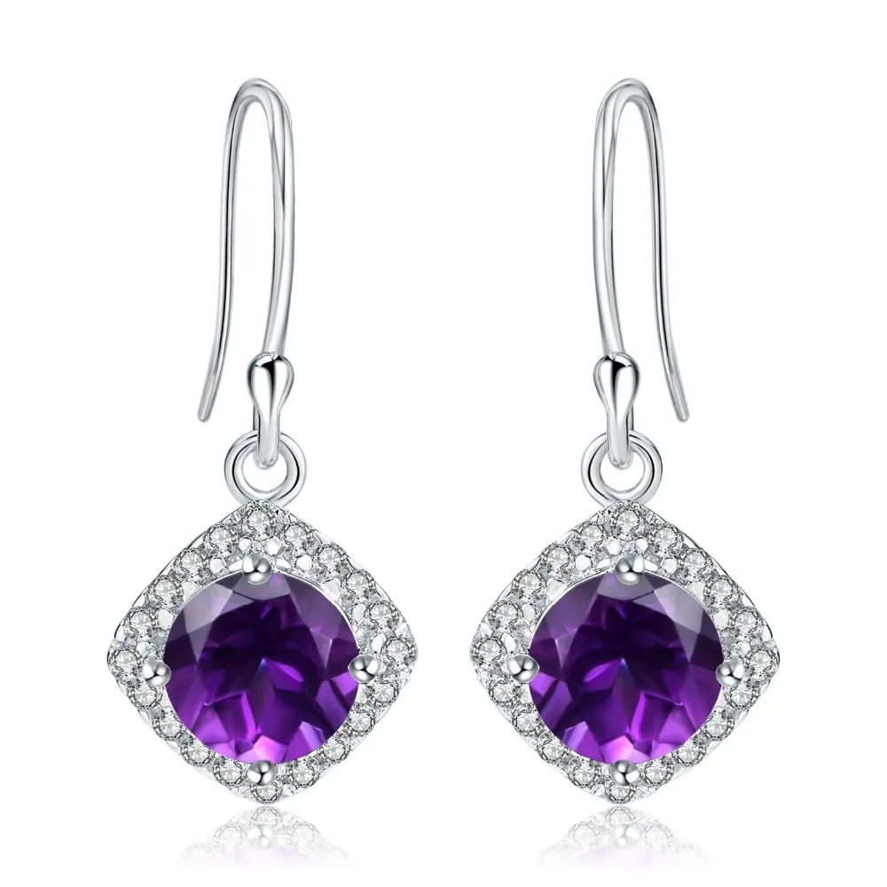GEM'S BALLET 925 Sterling Silver Classic Earrings 2.71Ct Natural Amethyst Gemstone Drop Earrings for Women Wedding Fine Jewelry
GEM'S BALLET 925 Sterling Silver Classic Earrings 2.71Ct Natural Amethyst Gemstone Drop Earrings for Women Wedding Fine Jewelry