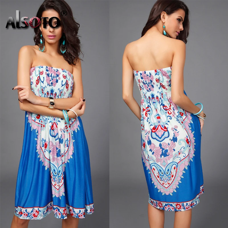 ALSOTO Summer women dress sexy Strapless printing High waist Off Shoulder party Knee-Length Backless sleeveless beach dresses
ALSOTO Summer women dress sexy Strapless printing High waist Off Shoulder party Knee-Length Backless sleeveless beach dresses