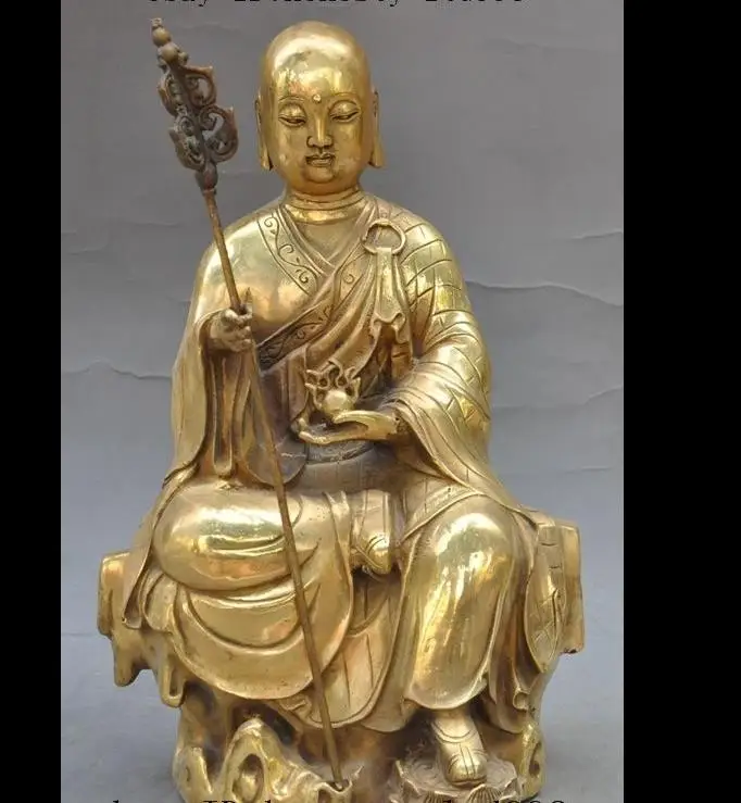 Wang671115937 + 11 "Китайский буддийский латунный стул Ksitigarbha Bodhisattva Hades лидер статуя