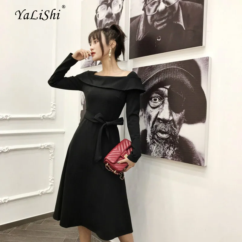 Plus Size 2018 Solid A-line Dress Autumn Women Black Full Sleeve Square Collar Bow Knee-length Elegant Club Dress Casual Dresses
Plus Size 2018 Solid A-line Dress Autumn Women Black Full Sleeve Square Collar Bow Knee-length Elegant Club Dress Casual Dresses