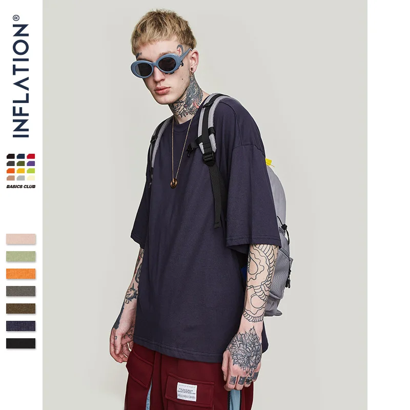 2019 spring and summer new fashion youth loose European American solid color men's T-shirt short-sleeved | Мужская одежда