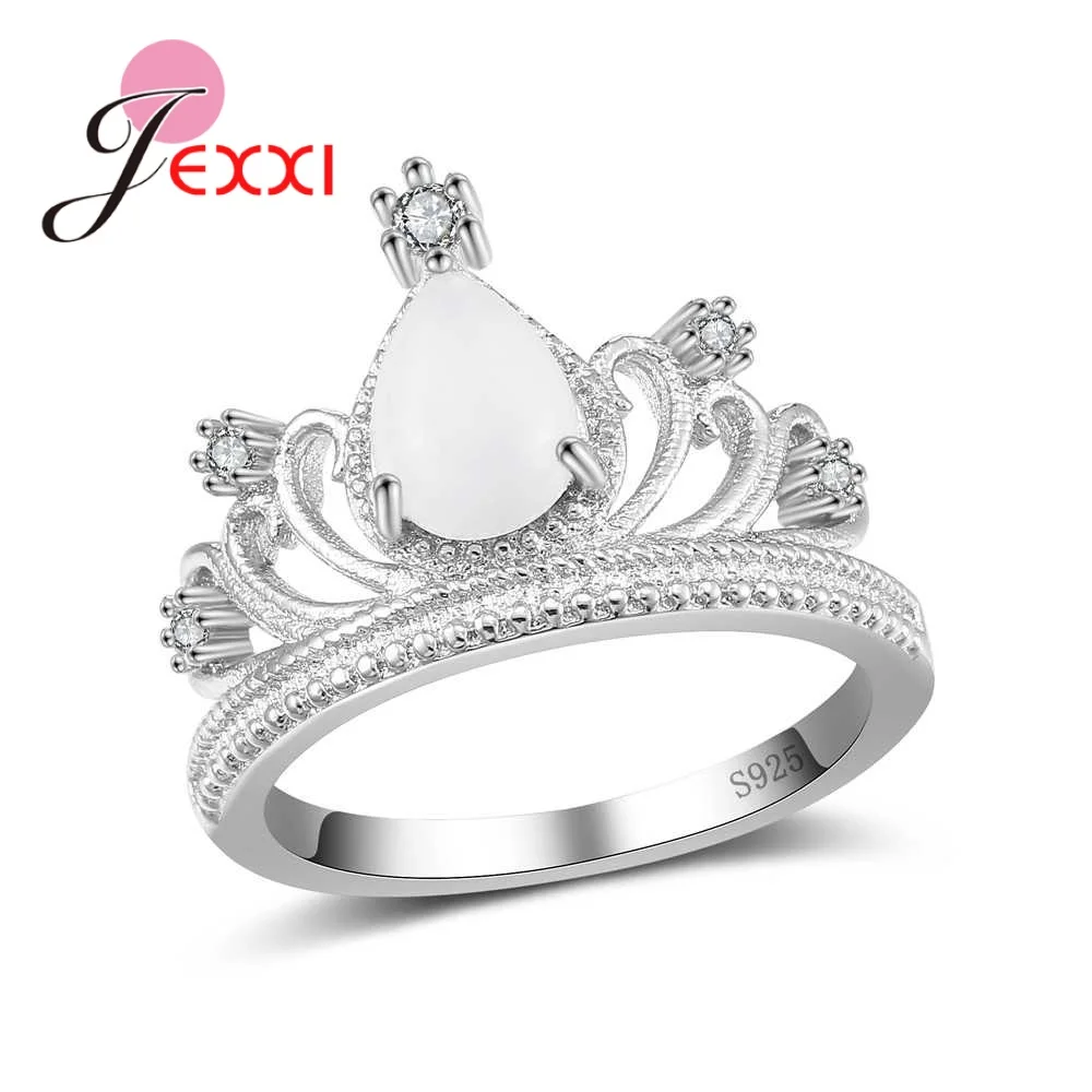 Romantic Engagement CZ Rings for Women 925 Sterling Silver Crown Design Water Drop White Opal Finger Jewelry Top Quality
Romantic Engagement CZ Rings for Women 925 Sterling Silver Crown Design Water Drop White Opal Finger Jewelry Top Quality