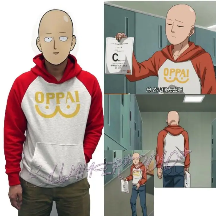 Новый аниме One Punch Man толстовка Oppai пуловер Толстовка Косплэй костюм|oppai hoodie|hooded
