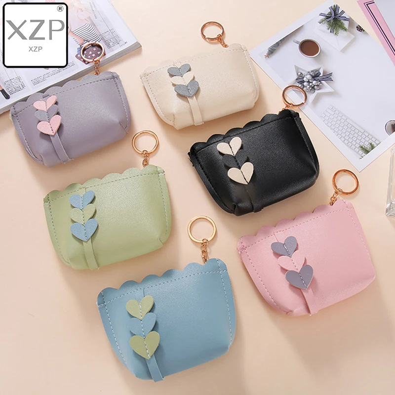 Корейский женский кошелек для мелочи XZP с милым сердцем Высококачественная
