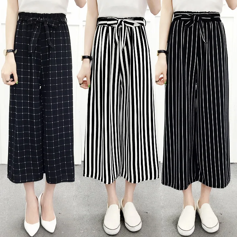 Summer Wide leg pants Women high waist was thin casual Korean version of the elastic waist delivery belt black nine women pants
Summer Wide leg pants Women high waist was thin casual Korean version of the elastic waist delivery belt black nine women pants