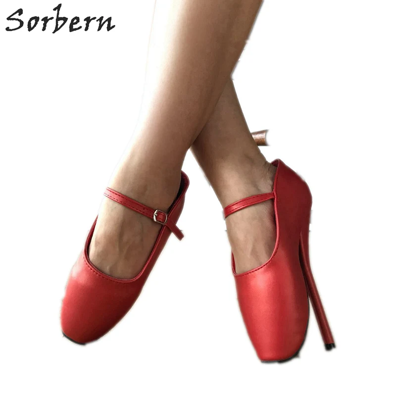

Sorbern 18Cm Sexy Fetish Ballet High Heel Shoes Women Bdsm Pumps Shoe Fetish Shoes Red Matt Stilettos Dance New Size 15