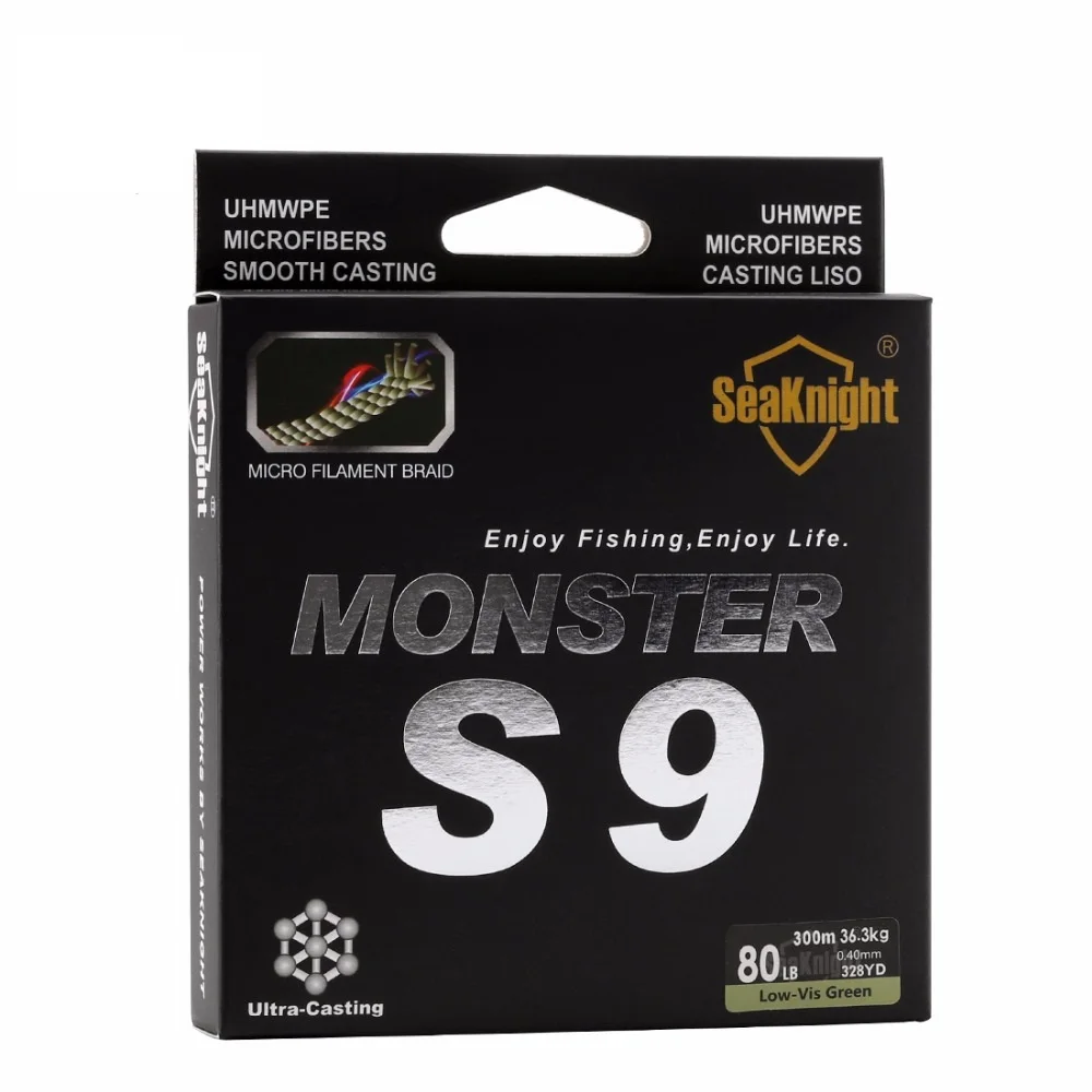 SeaKnight Monster S9 300M Braided Fishing Lines S Spiral Braide Tech. 9 Strands Multifilament PE Green 30LB 40LB 50LB 80LB 100LB
SeaKnight Monster S9 300M Braided Fishing Lines S Spiral Braide Tech. 9 Strands Multifilament PE Green 30LB 40LB 50LB 80LB 100LB