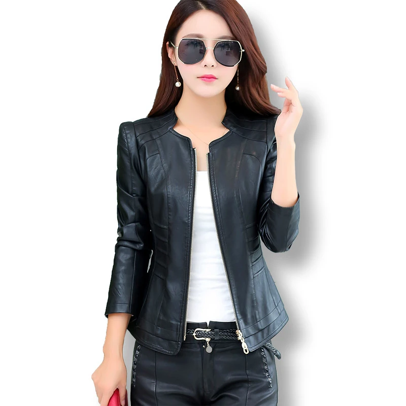 Spring Autumn Short Leather Coat Women 2020 Korean Fashion Stand-Up Collar Slim Motorcycle Jacket Female Femme Clothes Top
Spring Autumn Short Leather Coat Women 2020 Korean Fashion Stand-Up Collar Slim Motorcycle Jacket Female Femme Clothes Top