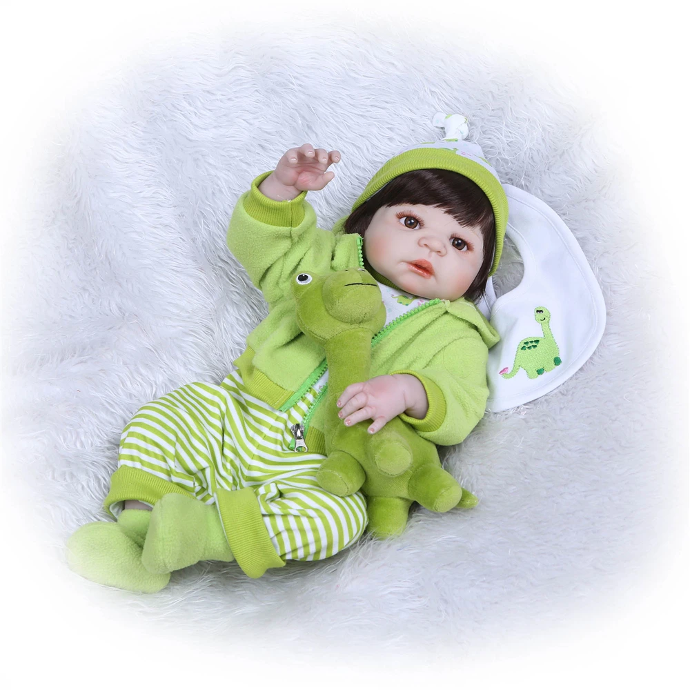 23 "NPK настоящая кукла bebe силиконовая кукла-реборн с динозавром плюшевая для