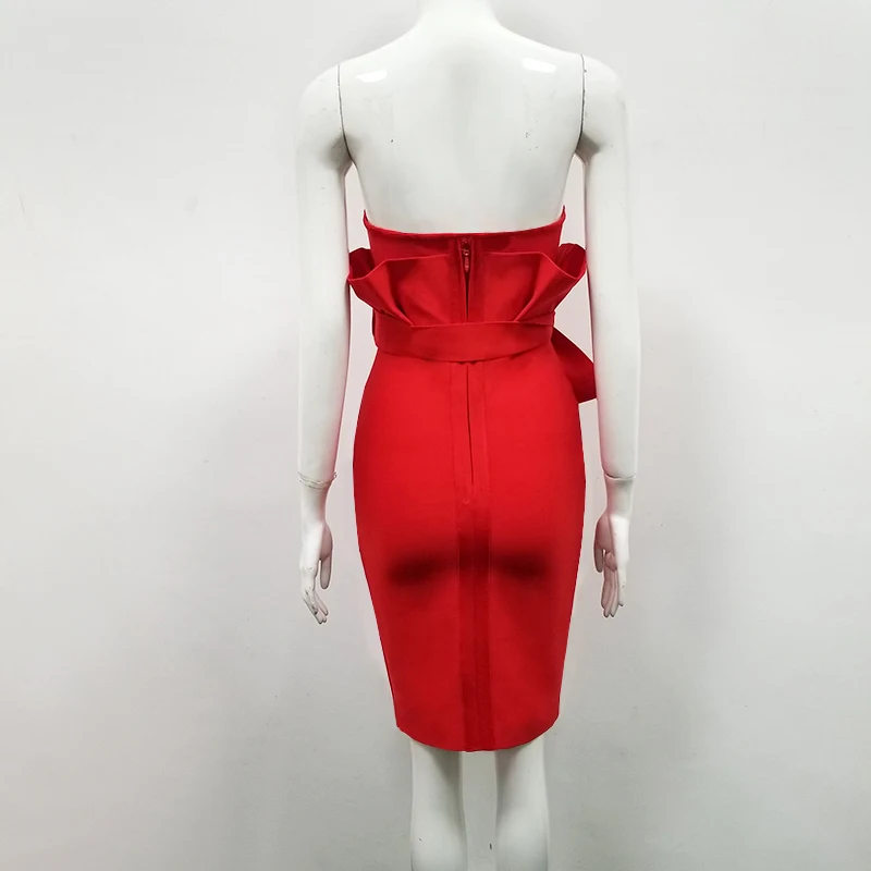 High Quality Red Strapless Ruffles Rayon Bandage Dress Evening Party Bodycon Dress
High Quality Red Strapless Ruffles Rayon Bandage Dress Evening Party Bodycon Dress