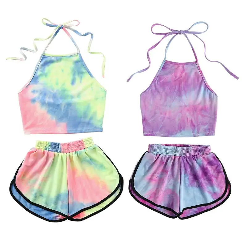Women Sexy Summer Two Piece Bikini Set Tie-Dye Gradient Color Print Halter Backless Crop Top Wide Leg Shorts Swimsuit Beachwear
Women Sexy Summer Two Piece Bikini Set Tie-Dye Gradient Color Print Halter Backless Crop Top Wide Leg Shorts Swimsuit Beachwear