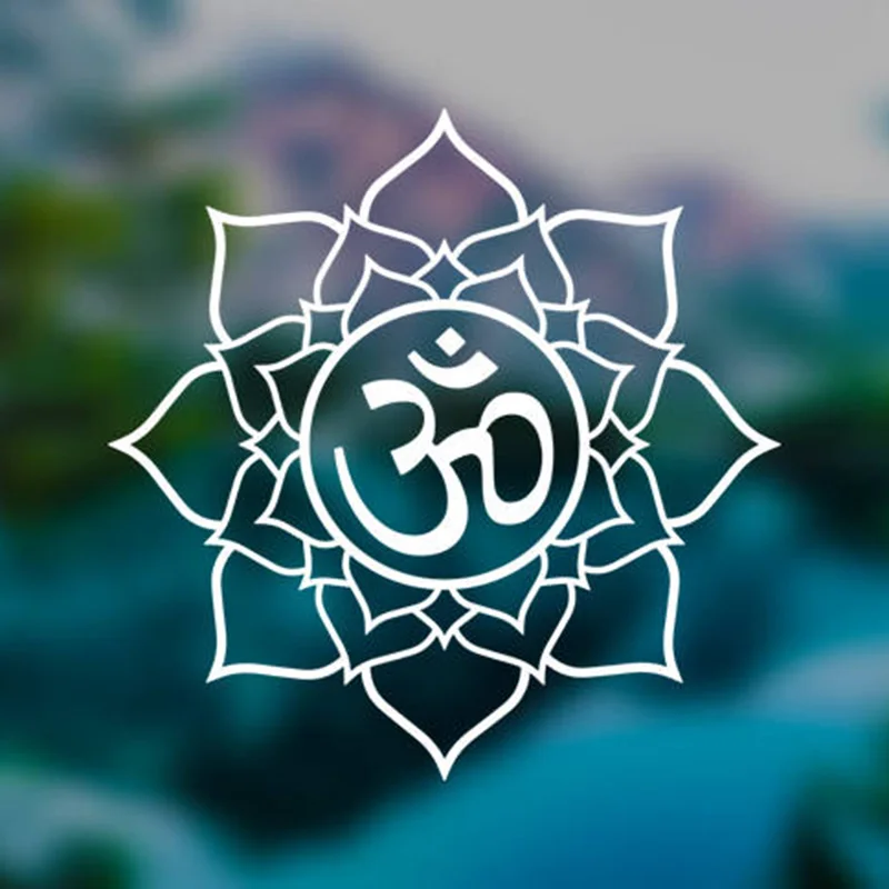 Виниловая декоративная наклейка Lotus цветок Ом санскрит медитация Йога Зен бохо