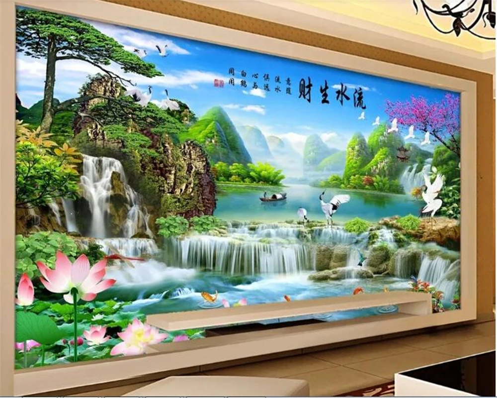 beibehang Custom silky wallpaper landscape scenery water and wealth background decorative painting wallpaper home decorations
beibehang Custom silky wallpaper landscape scenery water and wealth background decorative painting wallpaper home decorations
