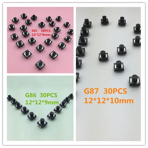 90PCS/SET YT2071 12*12*8/9/10 MM 4PIN 3 Kinds SMT Tactile Tact Push Button Micro Switch Self-reset DIP Top Copper High Quality
90PCS/SET YT2071 12*12*8/9/10 MM 4PIN 3 Kinds SMT Tactile Tact Push Button Micro Switch Self-reset DIP Top Copper High Quality