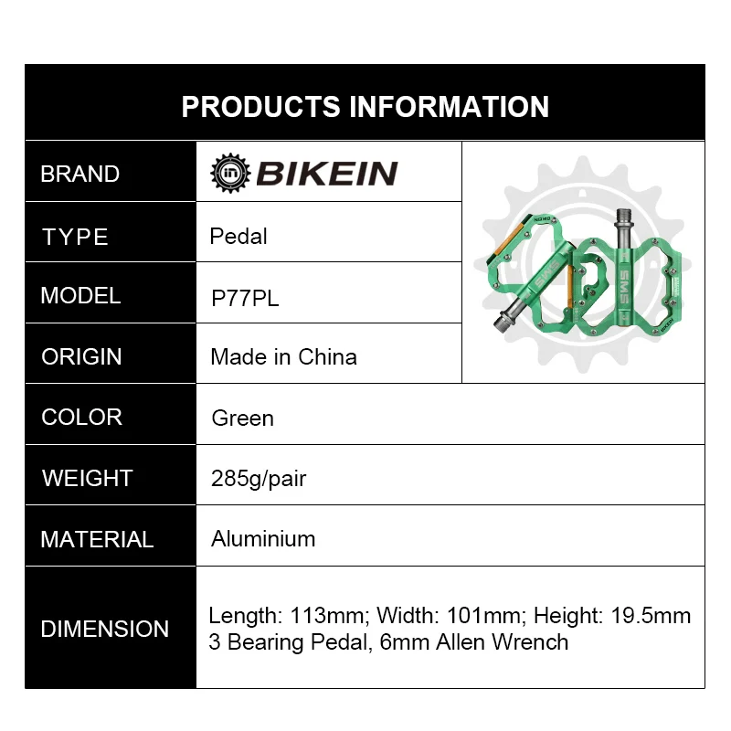 BIKEIN Ultralight CNC 3 Sealed Bearing MTB Cycling Bike Aluminum Pedals Bicycle 9/16 Inch Flat Pedals Mountain Bike Accessories
BIKEIN Ultralight CNC 3 Sealed Bearing MTB Cycling Bike Aluminum Pedals Bicycle 9/16 Inch Flat Pedals Mountain Bike Accessories