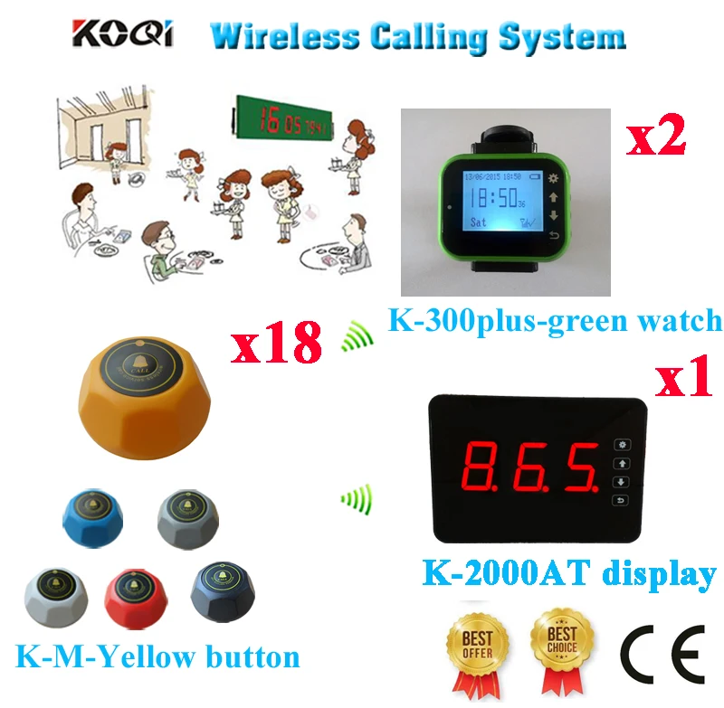 Wireless Waiter Call Button Bell Table Buzzer System Most Popular DHL/EMS Free Shipping Free(1 display+2 watch+18 call button)
Wireless Waiter Call Button Bell Table Buzzer System Most Popular DHL/EMS Free Shipping Free(1 display+2 watch+18 call button)