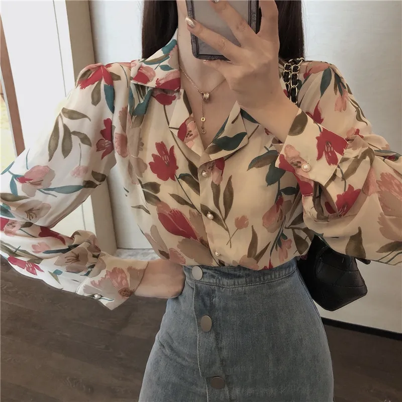 Women's Chiffon Shirt New Spring and Autumn Port Wind Retro Fashion Slim Sexy Clothes Lapel Single-Breasted Chiffon Shirt B51
Women's Chiffon Shirt New Spring and Autumn Port Wind Retro Fashion Slim Sexy Clothes Lapel Single-Breasted Chiffon Shirt B51