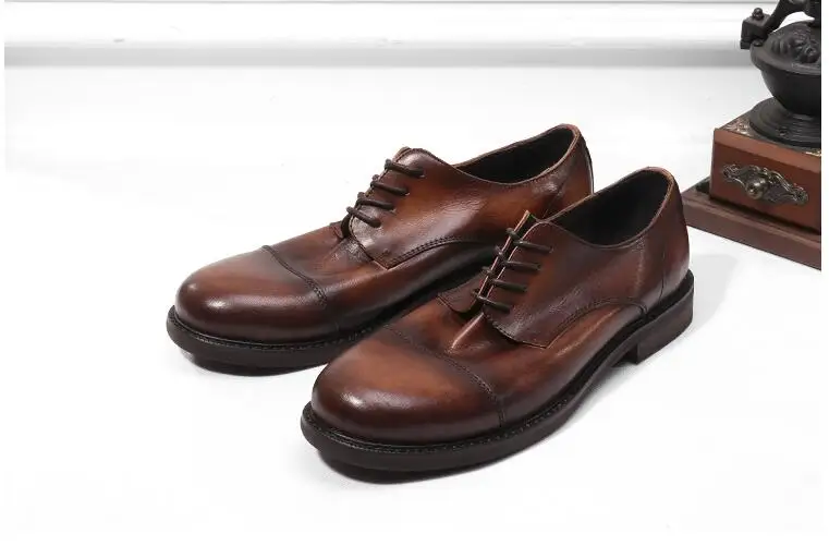 Lace-Up Men's Dress Oxfords Male Smart Casual Genuine Leather Round Toes Wrinkle Male Dress Shoes Low Top Height Increasing Shoe
Lace-Up Men's Dress Oxfords Male Smart Casual Genuine Leather Round Toes Wrinkle Male Dress Shoes Low Top Height Increasing Shoe