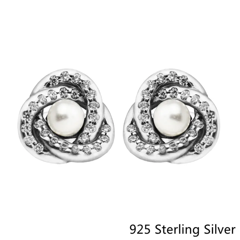 925 Sterling Silver Jewelry Luminous Love Knots Stud Earrings with White Crystal Pearl & Clear CZ For DIY Mother's day Gift
925 Sterling Silver Jewelry Luminous Love Knots Stud Earrings with White Crystal Pearl & Clear CZ For DIY Mother's day Gift