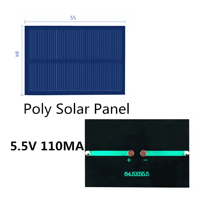 Polycrystalline Silicon Solar Panel 5.5V 100MA Solar System DIY For Battery Cell Phone Chargers
Polycrystalline Silicon Solar Panel 5.5V 100MA Solar System DIY For Battery Cell Phone Chargers