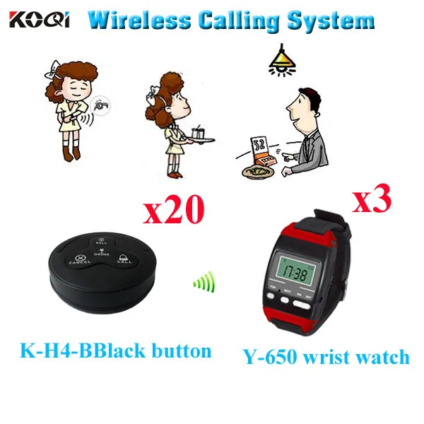 Wireless Pager System New Style Western Watch Pager With 4key Transmitter Call Button( 3pcs wrist watch+ 20pcs call button)
Wireless Pager System New Style Western Watch Pager With 4key Transmitter Call Button( 3pcs wrist watch+ 20pcs call button)