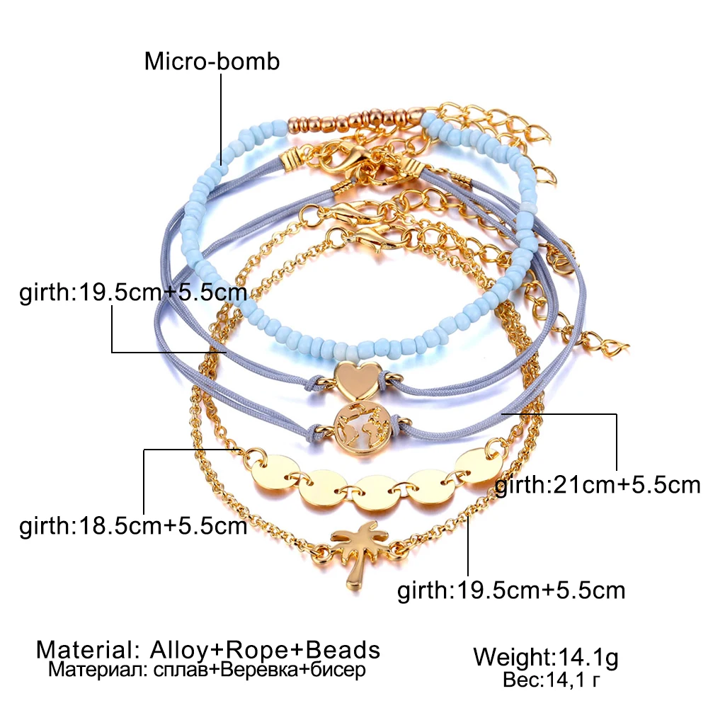 Bohemian Feather Flower Bracelet Woman New Fashion Beaded Chain Bracelet Multilayer DIY Handmade Jewelry Gift 5PCS / set
Bohemian Feather Flower Bracelet Woman New Fashion Beaded Chain Bracelet Multilayer DIY Handmade Jewelry Gift 5PCS / set
