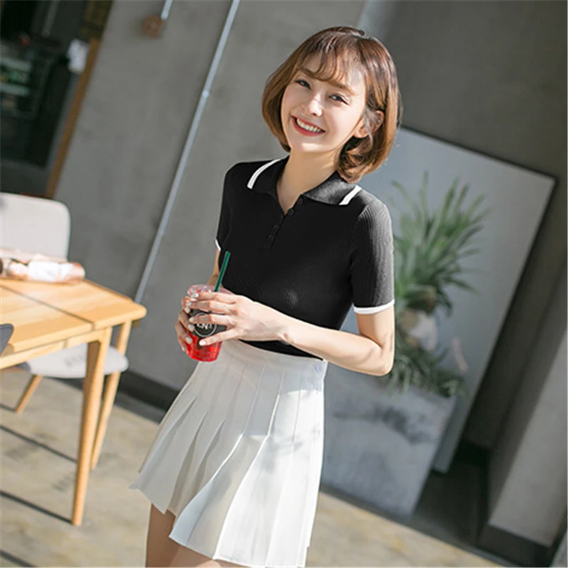 2020 Summer New ice silk lapel T-shirt Female college wind Short-sleeved Tops Fashion Simple Slim Women T-shirt W056
2020 Summer New ice silk lapel T-shirt Female college wind Short-sleeved Tops Fashion Simple Slim Women T-shirt W056