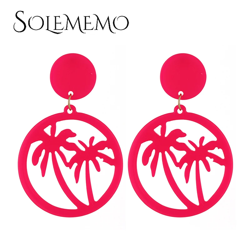 Женские флуоресцентные серьги solemo неоновые в виде кокосового дерева вечерние