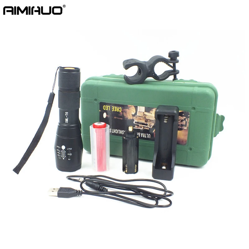 AIMIHUO Cree Xm-L T6 LED Flashlight Zoomable 5 Mode Torch Waterproof Lamp Lanterna For Rechargeable 18650 Battery | Освещение