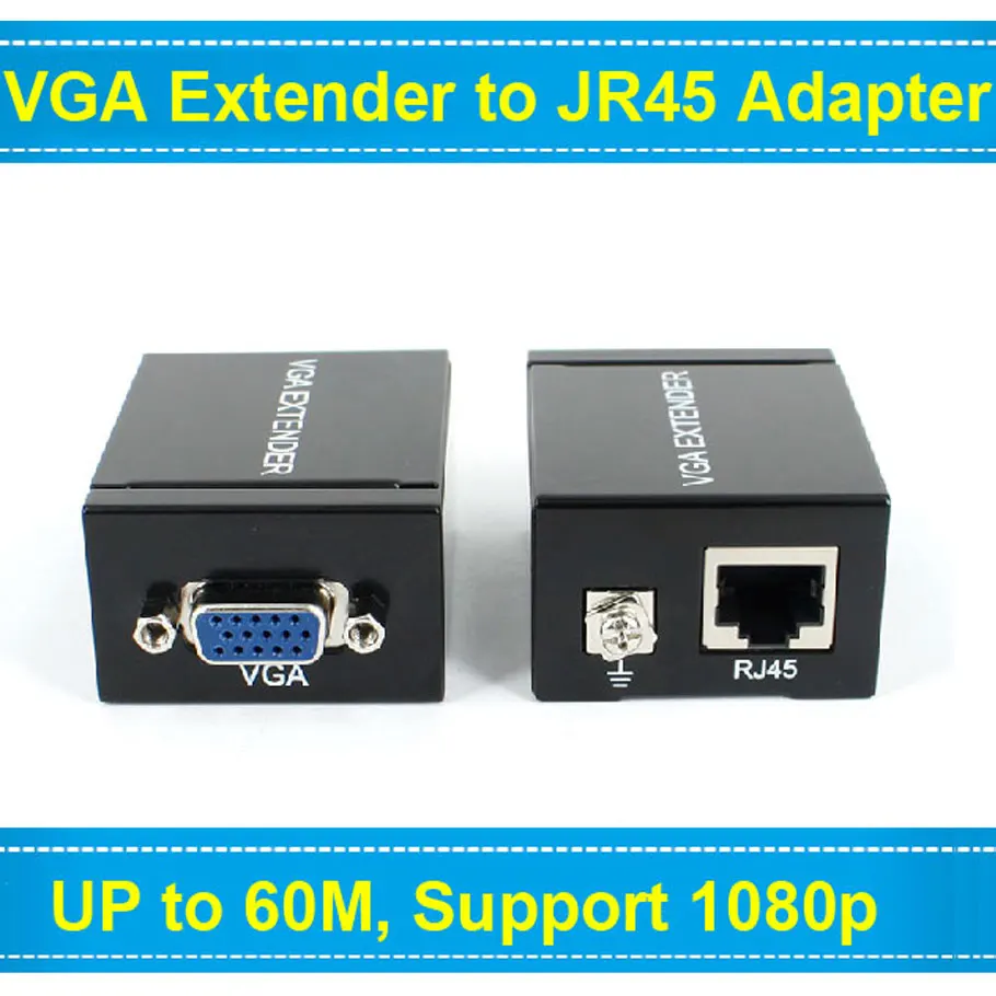 Один сетевой кабель RJ45 Cat 5e/6 до 60 м расширитель сигнала VGA ретранслятор адаптер