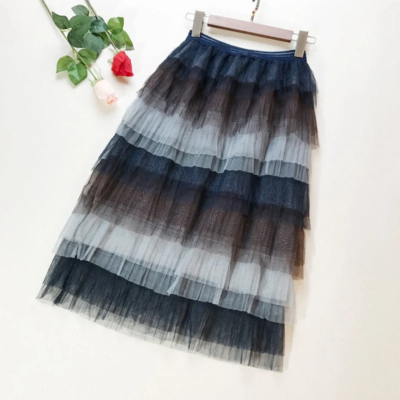 SETWIGG Sweet Colored Layered Tulle A-line Tiered Long Skirts Elastic Waist Gradient Color Mesh Below Knee Tutu Skirts
SETWIGG Sweet Colored Layered Tulle A-line Tiered Long Skirts Elastic Waist Gradient Color Mesh Below Knee Tutu Skirts