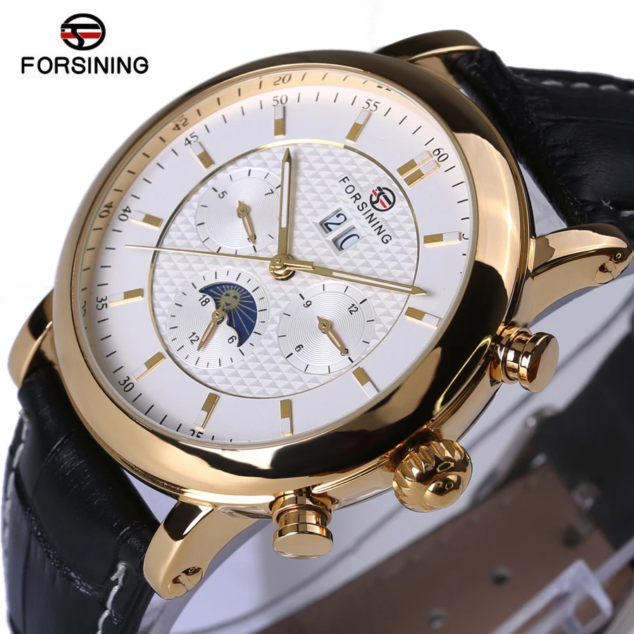 Forsining 2018 Golden Design Moon Phase Calendar Display Mens Watches Top Brand Luxury Automatic Fashion Mechanical Watch
Forsining 2018 Golden Design Moon Phase Calendar Display Mens Watches Top Brand Luxury Automatic Fashion Mechanical Watch