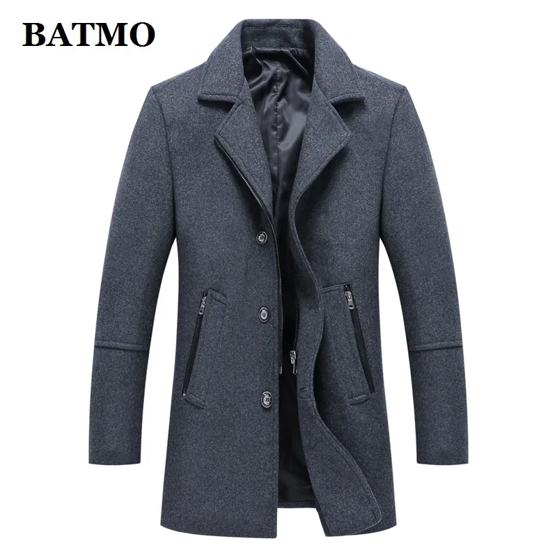 BATMO 2019 new arrival autumn&winter high quality wool trench coat men,men's wool coat,plus-size