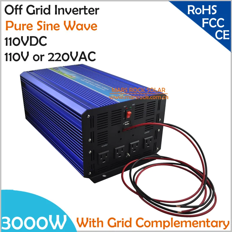 3000W DC110V Off Grid Pure Sine Wave Solar or Wind Inverter, City Electricity Complementary Charging function with LCD Screen
3000W DC110V Off Grid Pure Sine Wave Solar or Wind Inverter, City Electricity Complementary Charging function with LCD Screen