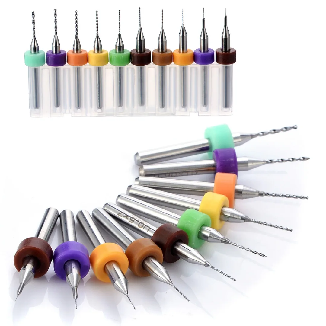 10pcs PCB Carbide Twist Drill Bits Set 0.1-1.0mm Micro Jewelry Rotary Tool CNC Milling Cutters
10pcs PCB Carbide Twist Drill Bits Set 0.1-1.0mm Micro Jewelry Rotary Tool CNC Milling Cutters
