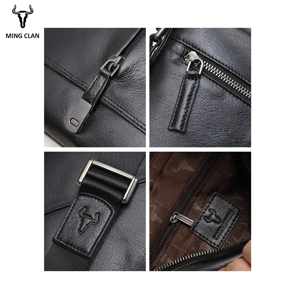 

Mingclan Genuine Leather Men Bags Cowhide Flap Bag Shoulder Crossbody Bags Casual Business Handbags Fashion Messenger Bag Male