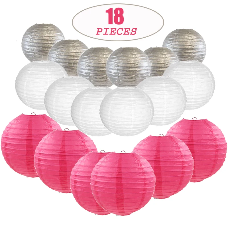 18 pcs 8"-12" White Rose Silver Paper Lantern Chinese Japanese Assorted Color Sizes lampion for Wedding Party Hanging Decor
18 pcs 8"-12" White Rose Silver Paper Lantern Chinese Japanese Assorted Color Sizes lampion for Wedding Party Hanging Decor