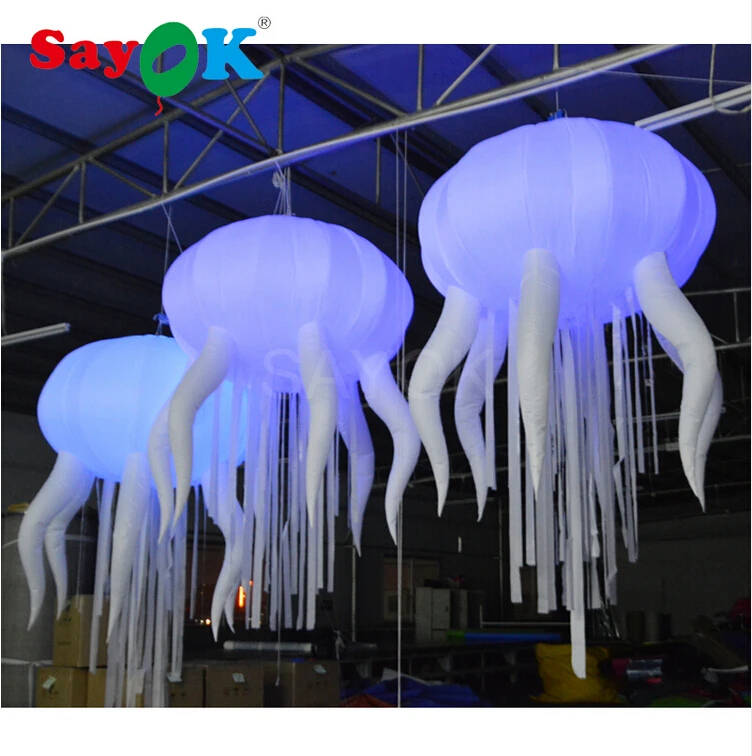 Inflatable LED Decoration Hanging Jellyfish D1.5 x H2.5 m Glowing with 16 Colors for Lobby Wedding Party Stage Decorations
Inflatable LED Decoration Hanging Jellyfish D1.5 x H2.5 m Glowing with 16 Colors for Lobby Wedding Party Stage Decorations