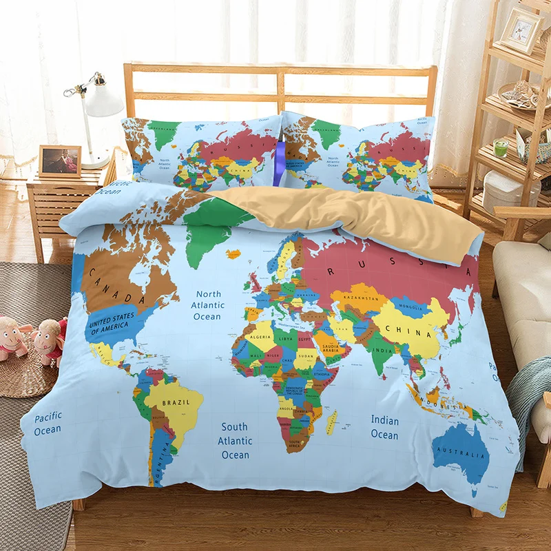 Fanaijia Cartoon World Map Bedding Set Luxury Duvet Cover with Pillowcase Set Single Size Bed Children Bed Linen
Fanaijia Cartoon World Map Bedding Set Luxury Duvet Cover with Pillowcase Set Single Size Bed Children Bed Linen