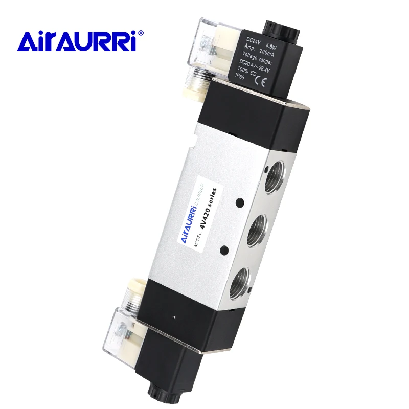5-way 2-position solenoid valve 4V420-15 pneumatic flow regulating solenoid valve DC24V DC12V AC36V AC110 / 220V
5-way 2-position solenoid valve 4V420-15 pneumatic flow regulating solenoid valve DC24V DC12V AC36V AC110 / 220V