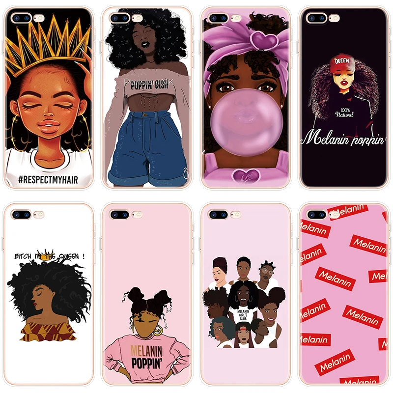 Черный чехол Melanin Poppin Aba для iPhone 8 Plus 6 6S 7 5 XR 11 12 Pro XS Max X SE 2|Бамперы| |