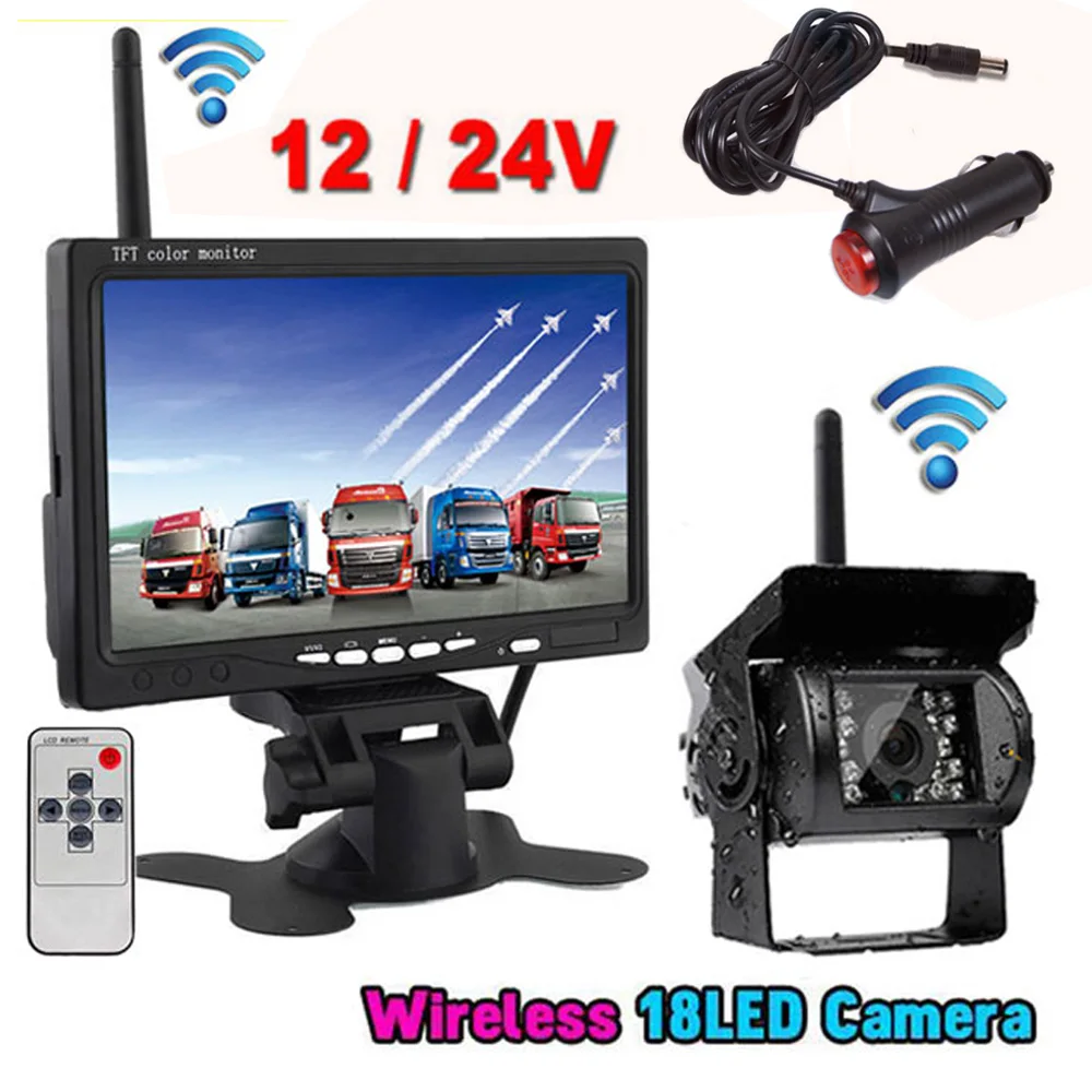 12V-24V 2in1 Wired/Wireless Reversing Rear View System,7" HD TFT LCD Car Monitor+Vehicle Backup Camera for Trucks Bus RV Trailer
12V-24V 2in1 Wired/Wireless Reversing Rear View System,7" HD TFT LCD Car Monitor+Vehicle Backup Camera for Trucks Bus RV Trailer