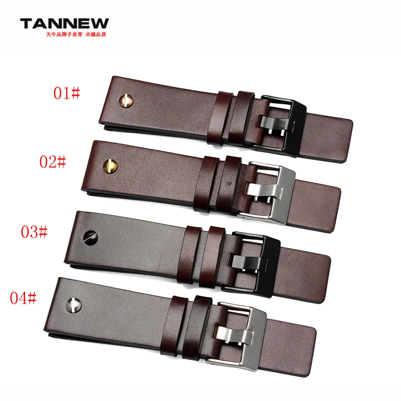 

plain genuine leather watch band for diesel DZ7314 DZ7400 watch 22mm 24mm 26mm 28mm 30mm With steel rivets Strap