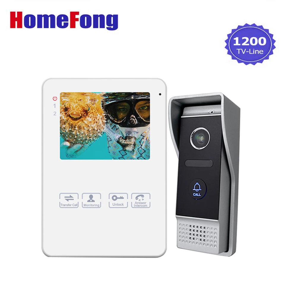 Homefong 4 дюймов видео-телефон двери дверной звонок Домофон Системы HD 1200TVL белый
