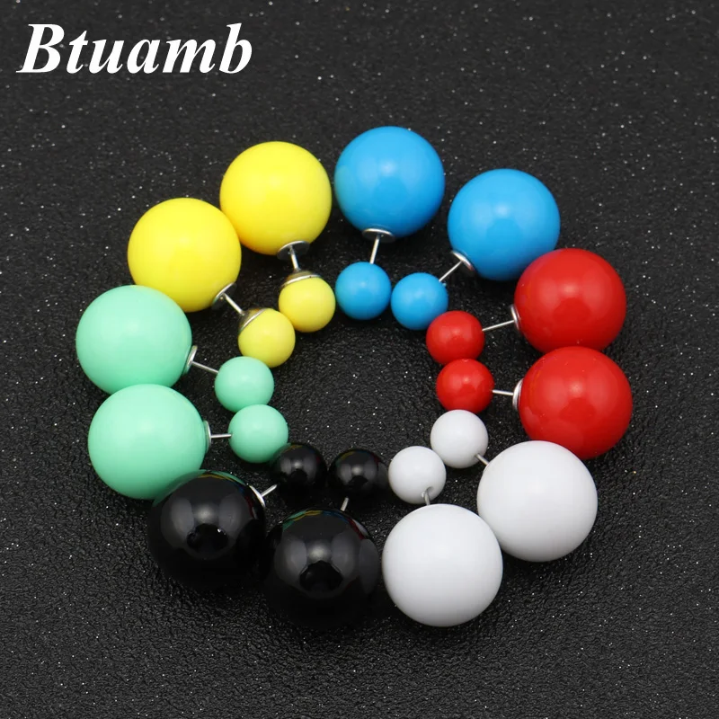 Btuamb Simple Style Double Sides Big Beads Ball Earring Candy Color Double Pearl Stud Earrings for Women Jewelry Bijuterias
Btuamb Simple Style Double Sides Big Beads Ball Earring Candy Color Double Pearl Stud Earrings for Women Jewelry Bijuterias