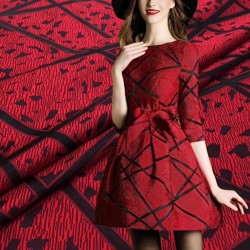 

Spring, summer and autumn abstract elegant fashion jacquard fabric dresses A word skirt Ko root yarn stripe fabric