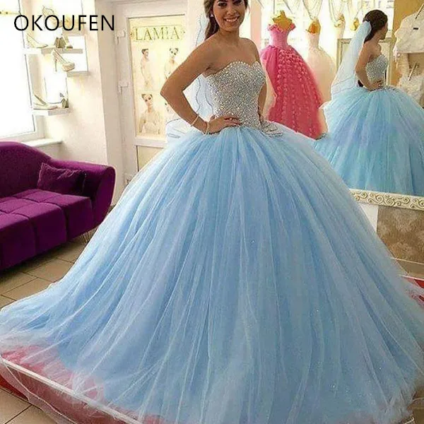 Light Sky Blue Shiny Quinceanera Dresses Beaded Sweetheart Masquerad Sweet 16 Tulle Ball Gowns Debutante vestidos de 15 anos
Light Sky Blue Shiny Quinceanera Dresses Beaded Sweetheart Masquerad Sweet 16 Tulle Ball Gowns Debutante vestidos de 15 anos